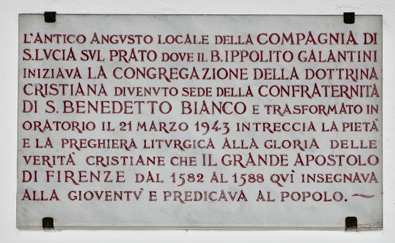 Maestranze toscane sec. XX, Epigrafe in marmo inciso