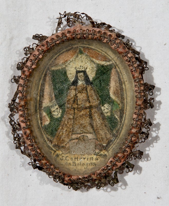 Bottega toscana secc. XVIII-XIX, Medaglione con Santa Caterina da Bologna