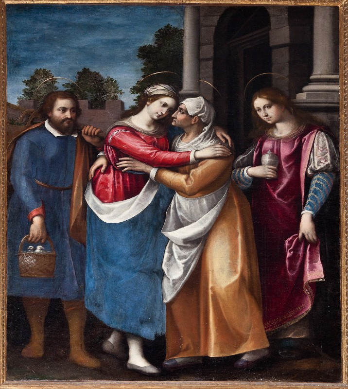 Curradi Francesco sec. XVI, Dipinto a olio su tela raffigurante la Visitazione