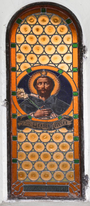 Bottega toscana sec. XX, Vetrata con San Domenico