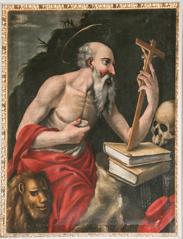 Bottega toscana sec. XVI, Dipinto ad olio su tela raffigurante San Girolamo