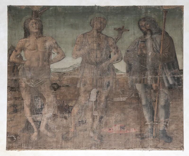 Ambito fiorentino fine sec. XV, San Sebastiano con San Girolamo e San Rocco