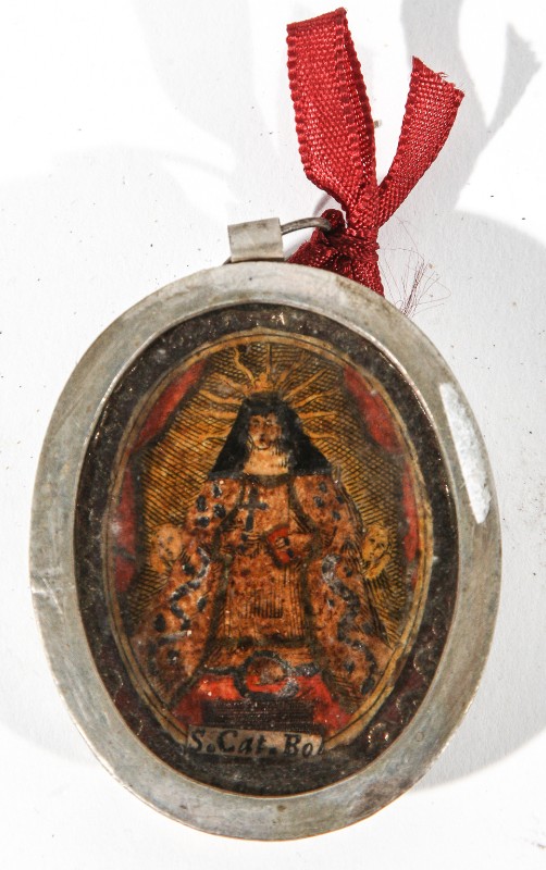Bottega toscana sec. XVIII, Reliquiaro a capsula con immagine all'interno