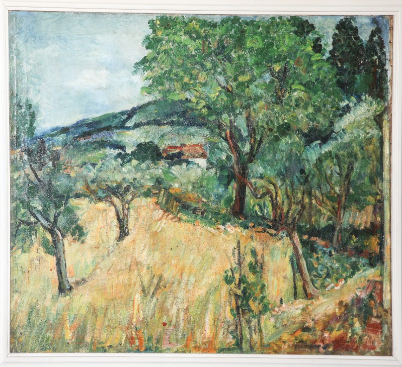 Pozzi G. (1951), Olio su tela con paesaggio