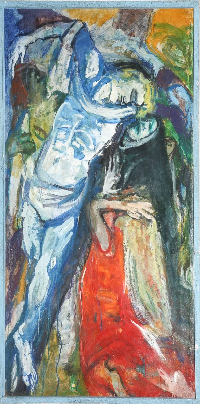 Scuola italiana sec. XX, Olio su tela con Cristo deposto dalla croce