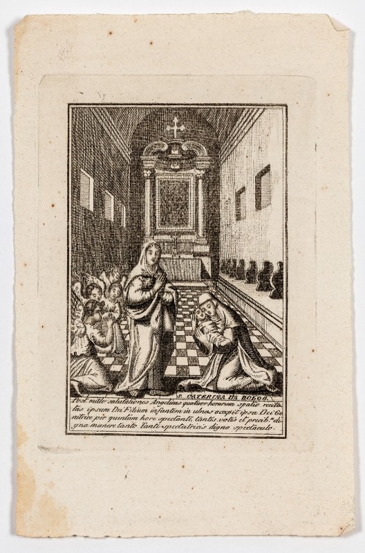 Ambito italiano sec. XVIII, Stampa di Santa Caterina da Bologna