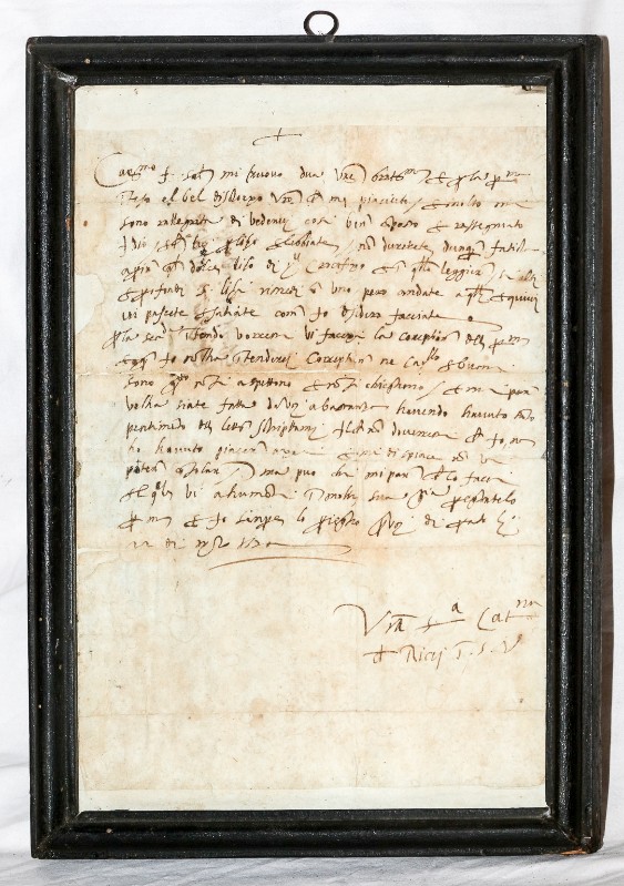 Bott. fiorentina sec. XIX, Reliquiario con lettera di Santa Caterina