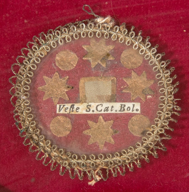 Bott. toscana sec. XIX, Reliquiario a medaglione di Santa Caterina da Bologna