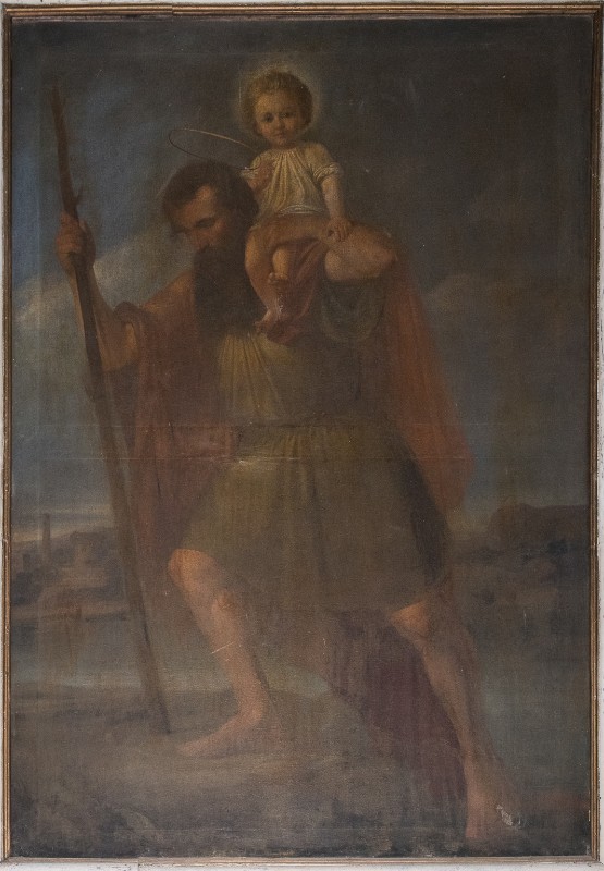 Ambito toscano sec. XVIII, Dipinto con San Cristoforo