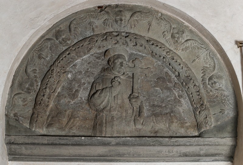 Bottega fiorentina seconda metà sec. XV, Bassorilievo con San Giovanni Gualberto