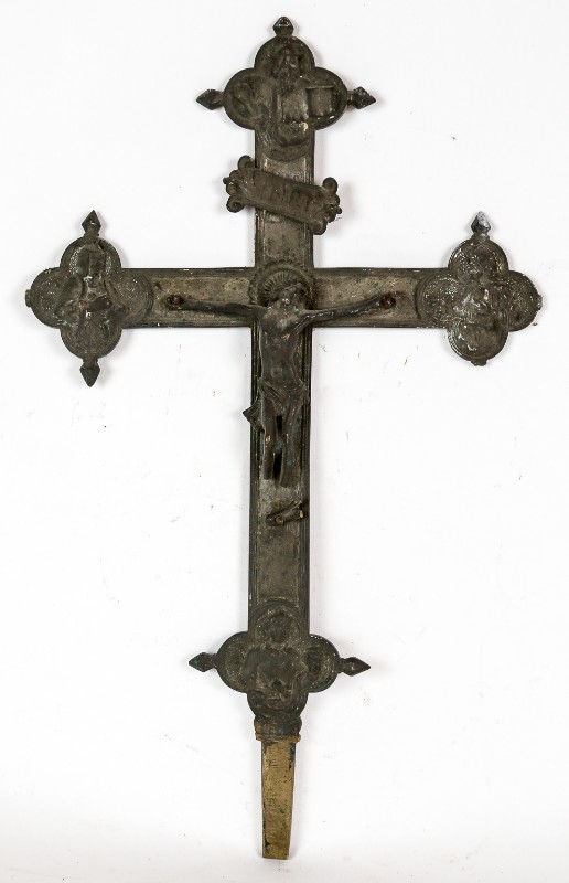 Bottega toscana metà sec. XVII, Croce astile in bronzo con terminali trilobati