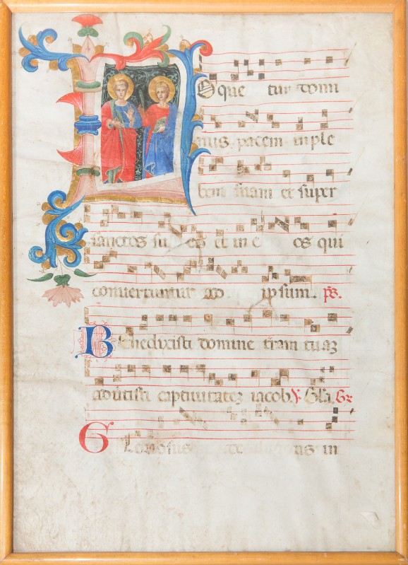 Ambito fiorentino sec. XV, Miniatura con San Gervasio e Protasio
