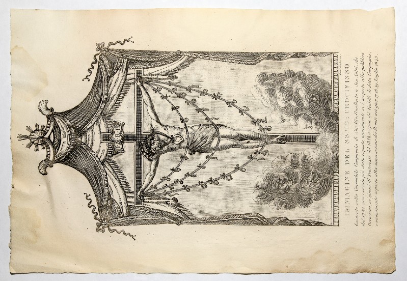 Bottega toscana metà sec. XIX, Stampa raffigurante il Crocifisso