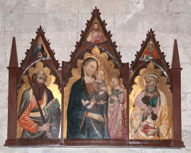 Maestro di Panzano sec. XIV, Sposalizio mistico di Santa Caterina e due santi