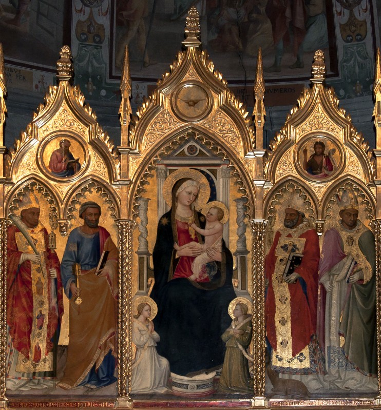 Bicci di Lorenzo sec. XV, Trittico con la Madonna in trono e santi