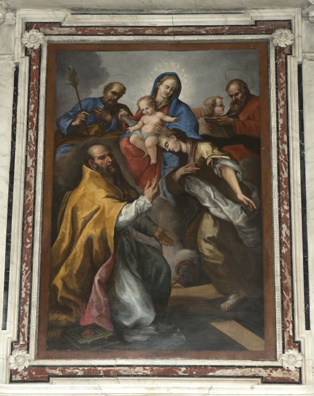 Bottega toscana sec. XVIII, Dipinto della madonna con Bambino e santi