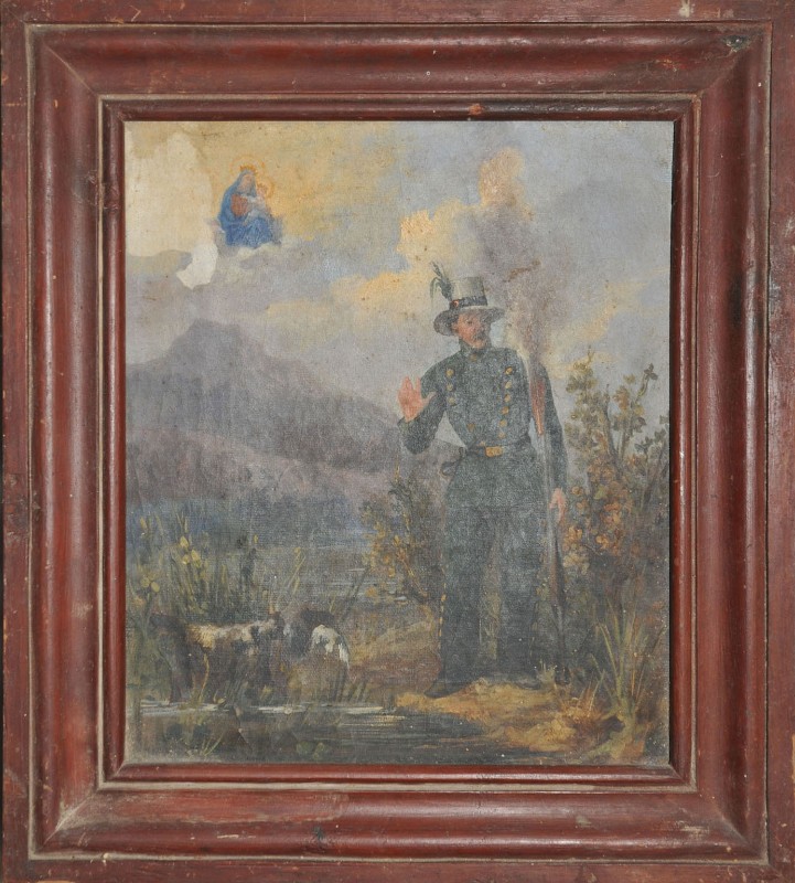 Ambito livornese sec. XIX, Ex voto dipinto raffigurante una scena di caccia