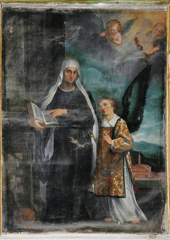 Ambito toscano secc. XVII-XVIII, Santa Francesca Romana con l'angelo