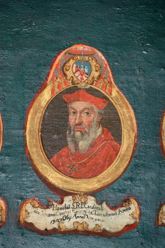 Ambito laziale sec. XVIII-XIX, Dipinto murale con cardinale Hanibal