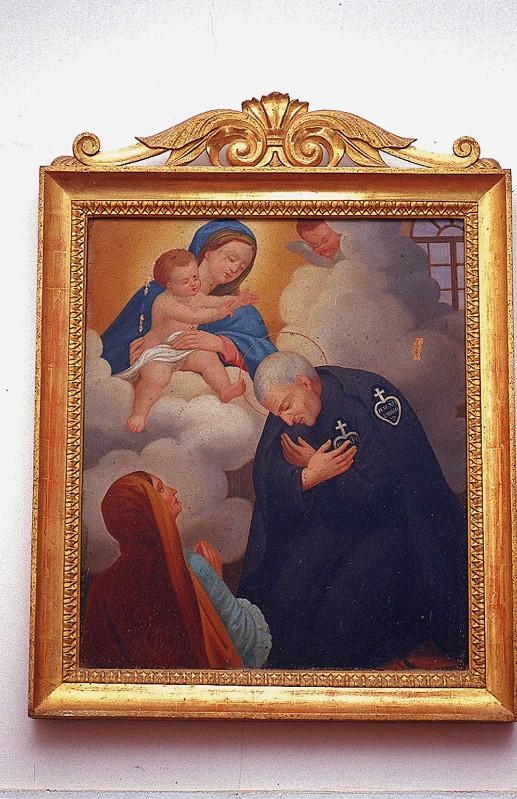 Ambito laziale sec. XIX, Dipinto con Madonna e Bambino con San Paolo della croce