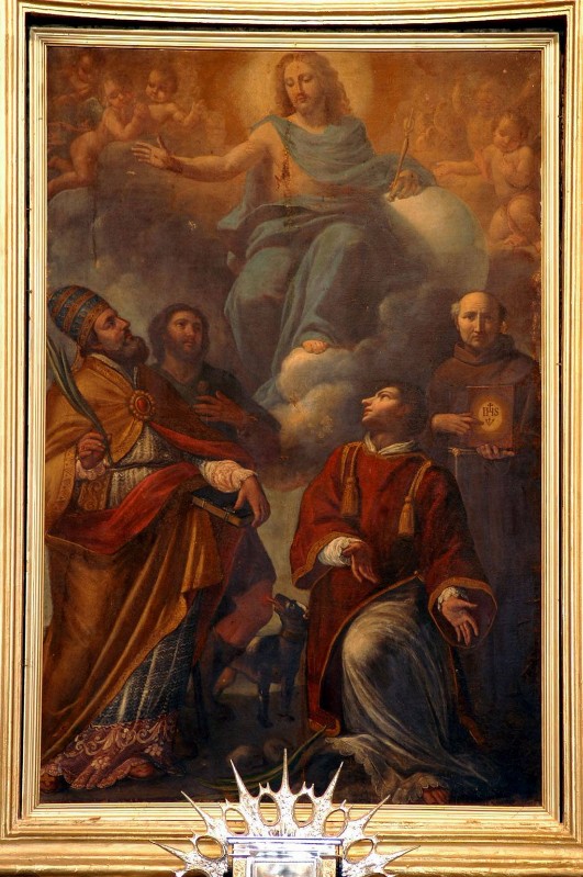 Scuola romana sec. XVII, Salvatore e santi Eleuterio Rocco Stefano e Bernardino