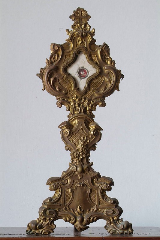 Bott. laziale fine sec. XIX, Reliquario a ostensorio con reliquia di Santa Gemma