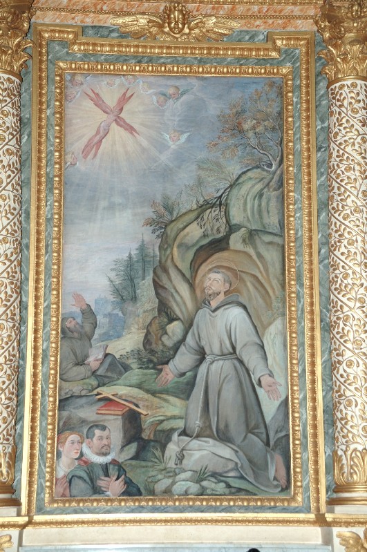Ambito romano sec. XVI, Dipinto con San Francesco d'Assisi riceve le stimmate