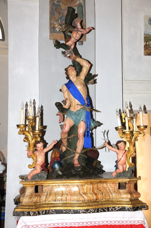 Artigianato laziale sec. XVIII, Statua con San Sebastiano