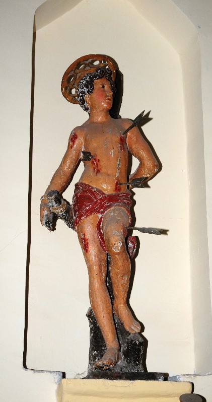 Artigianato romano sec. XVII, Statua con San Sebastiano
