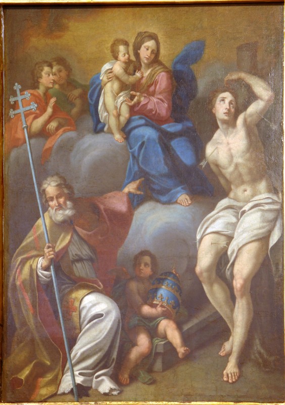 Ambito romano sec. XVII-XVIII, Madonna tra San Fabiano e San Sebastiano