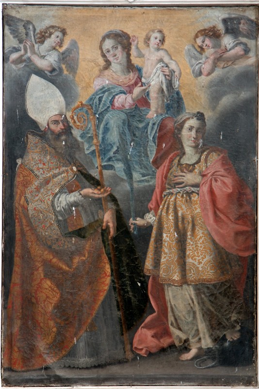 Ambito romano sec. XVII, Madonna con Bambino tra Santa Rufina e San Nicola