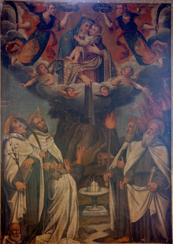Ambito dell'Italia centrale sec. XVII, Madonna del Carmelo con Santi e donatore
