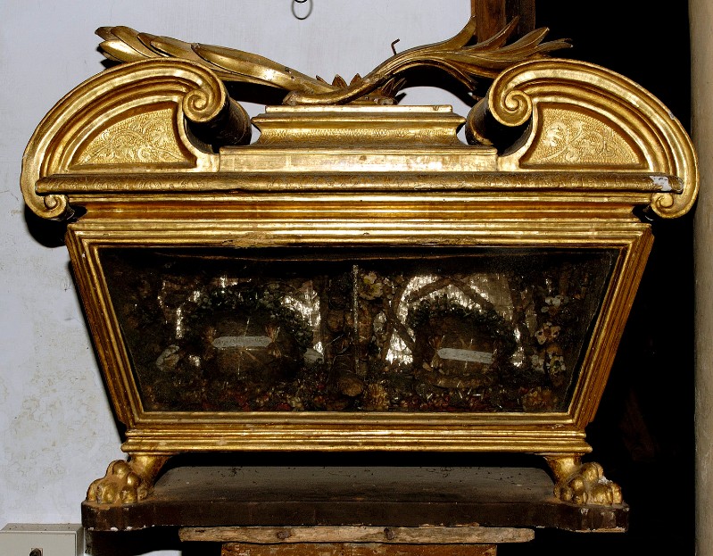 Bottega italiana sec. XVII, Reliquiario a urna di S. Eustachio e Anastasio