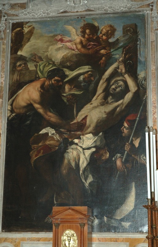 Ambito campano sec. XVII, Dipinto con il martirio di Sant'Erasmo