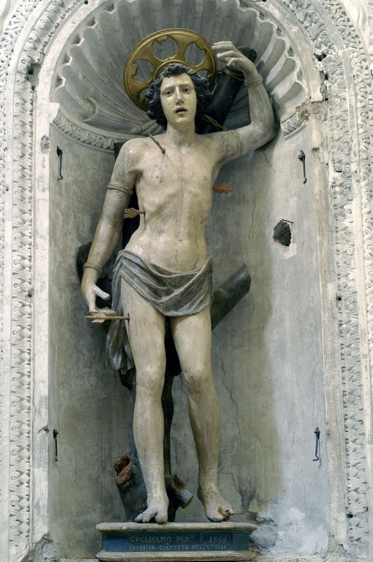 Artigianato napoletano sec. XVII, Statua con San Sebastiano
