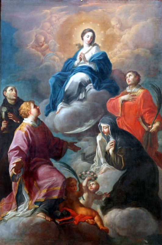 Scuola romana sec. XVIII, Madonna in gloria tra santi