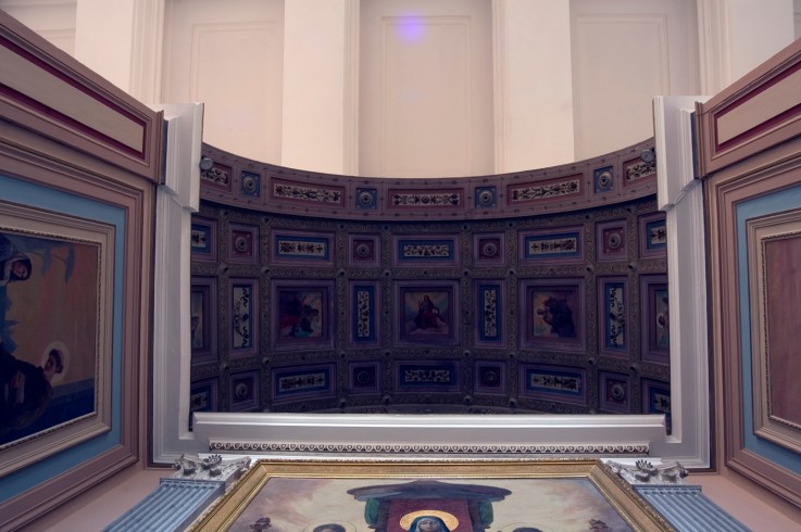 Bott. laziale sec. XX, Stucchi e dipinti della volta della cappella del Rosario