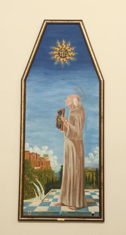 Moscioni A. sec. XX, Dipinto con San Bernardino da Siena