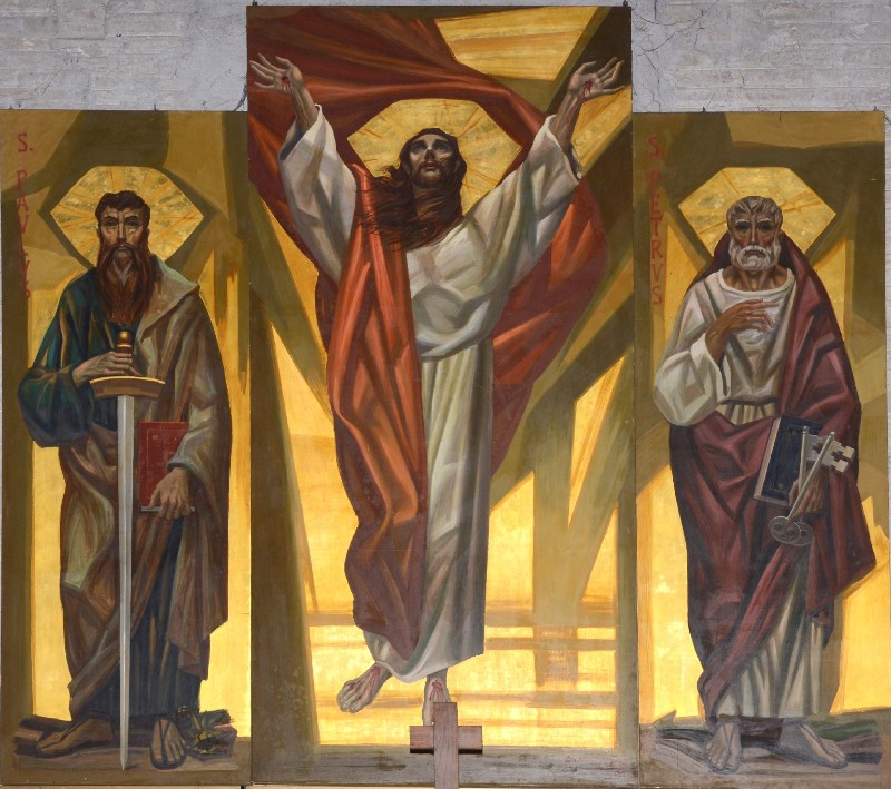 Grottini O. (1967), Trittico di Gesù risorto tra San Pietro e San paolo