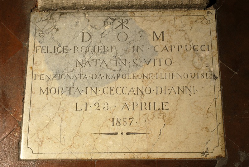 Bottega laziale (1857), Lapide sepolcrale di Felice Rocieri