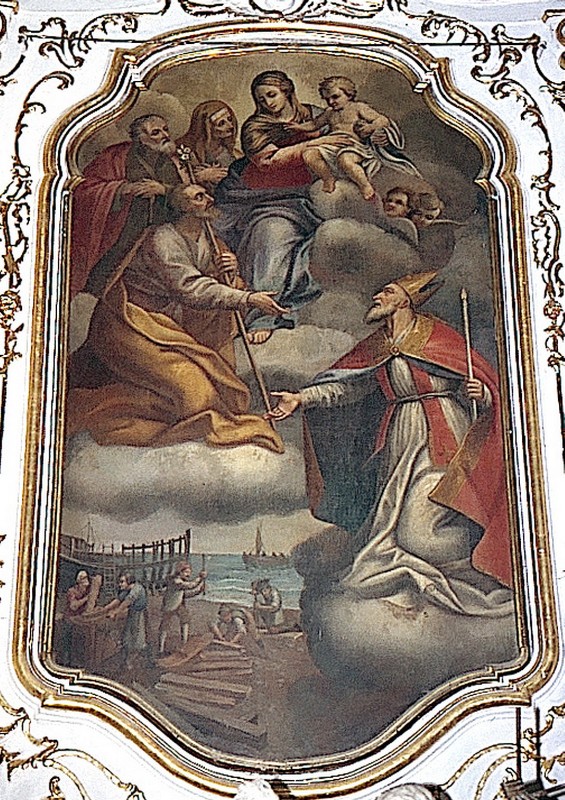 Scuola genovese sec. XVIII, Madonna col Bambino e Sant'Erasmo