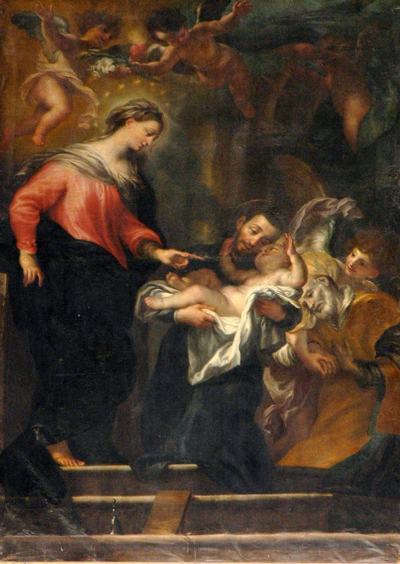 Piola D. (1670-1679), La Vergine porge il Bambino a San Gaetano