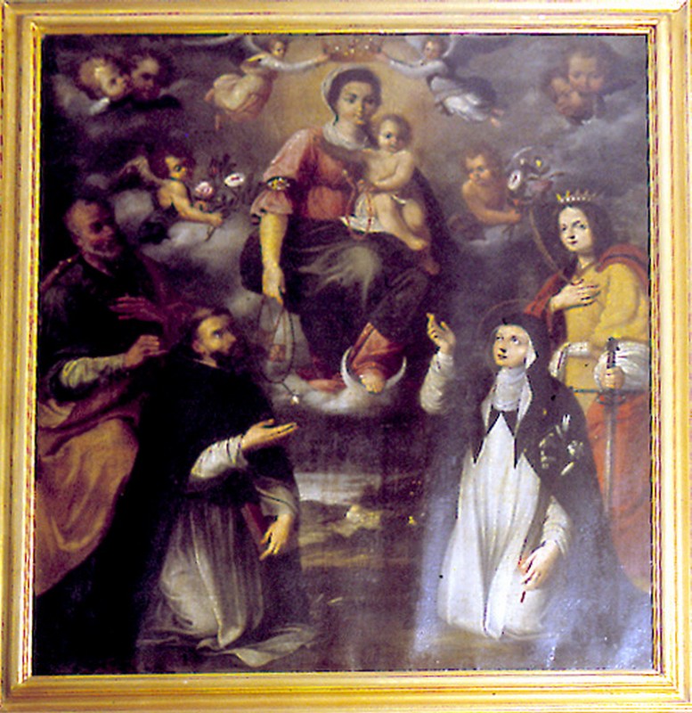Scuola ligure sec. XVII, Madonna del Rosario tra Santi