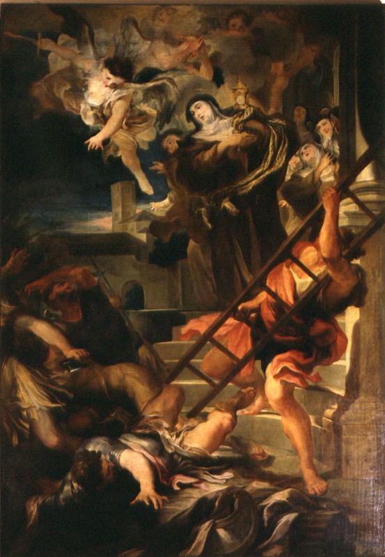 De Ferrari G. (1681), Dipinto con Santa Chiara che respinge i saraceni