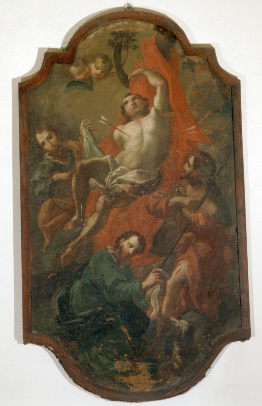 Bott. ligure sec. XVIII, San Sebastiano San Rocco e fedeli