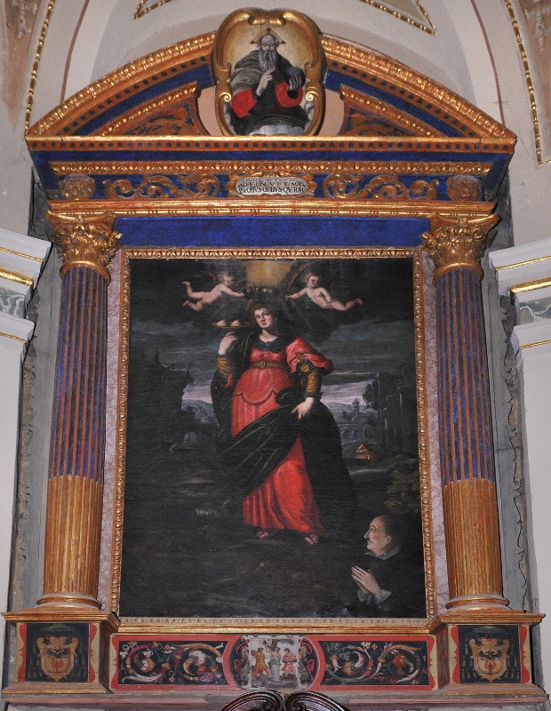 Bottega piemontese sec. XVI, Ancona con stemma del vescovo Gambara