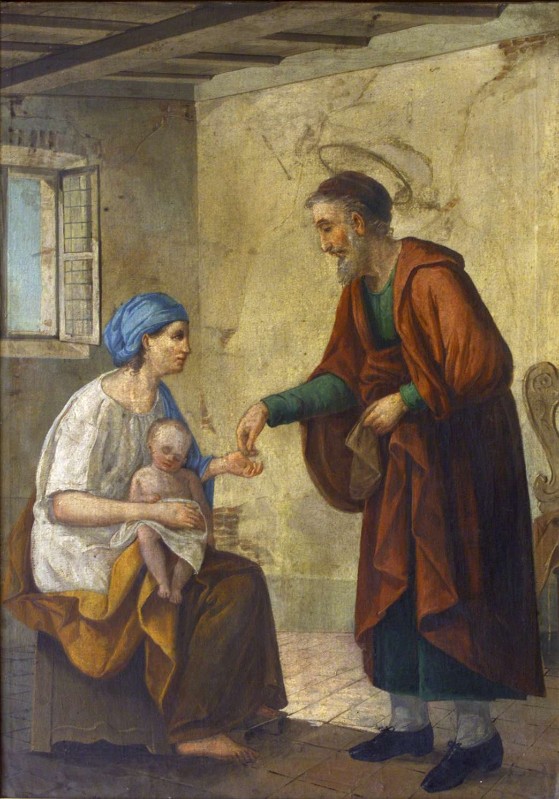 Groppi A. (1820), Sant'Omobono offre l'elemosina a una donna