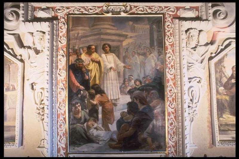 Riva G. (1895), San Lorenzo presenta a Valeriano i tesori della chiesa