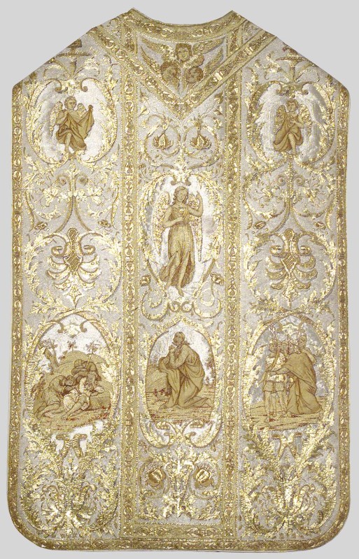 Manifattura italiana sec. XIX, Pianeta argento in damasco