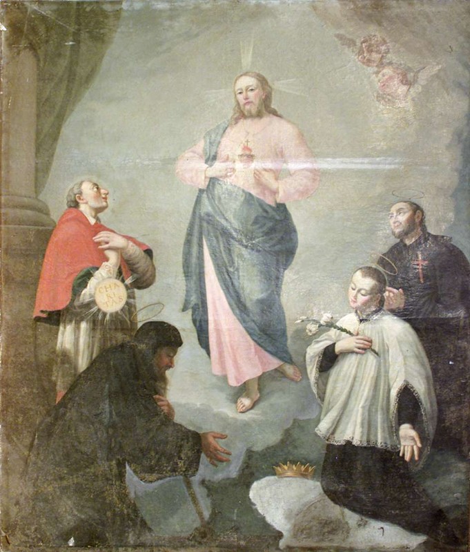 Ambito bergamasco sec. XVIII, Sacro Cuore di Gesù e santi